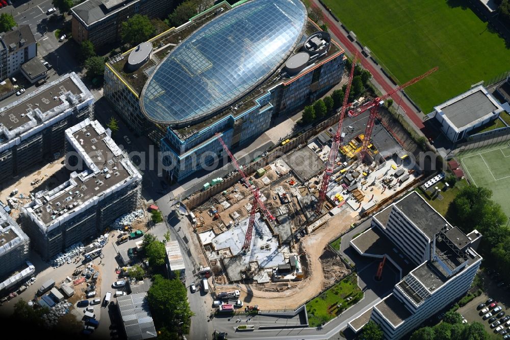 Aerial photograph Düsseldorf - Construction site to build a new office and commercial building of Becken Holding GmbH on Schwannstrasse in Duesseldorf in the state North Rhine-Westphalia, Germany