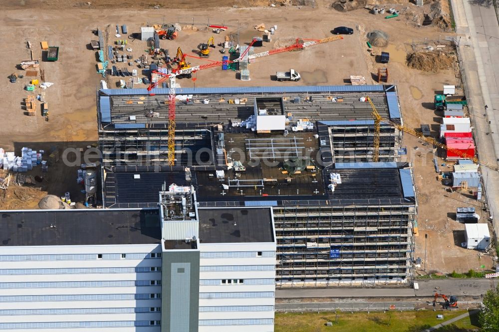 Aerial image Berlin - Construction site to build a new office and commercial building on Beilsteiner Strasse in the district Marzahn in Berlin, Germany