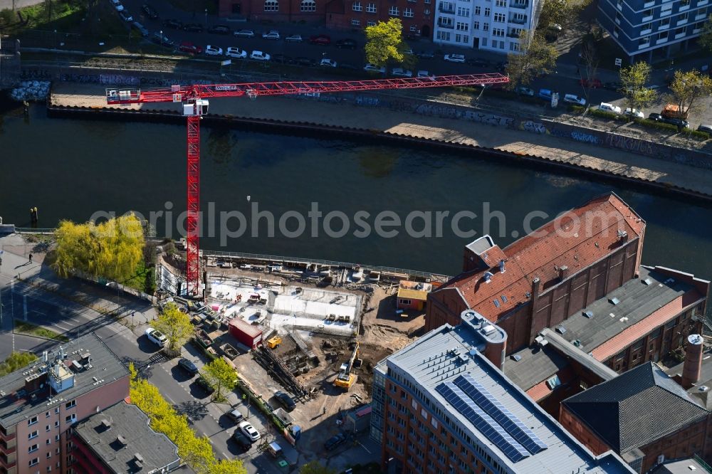 Aerial image Berlin - Construction site to build a new office and commercial building The Benjamin on FranklinA?strasse in the district Charlottenburg in Berlin, Germany