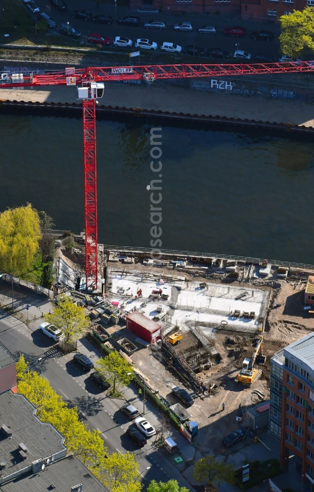 Aerial photograph Berlin - Construction site to build a new office and commercial building The Benjamin on FranklinA?strasse in the district Charlottenburg in Berlin, Germany