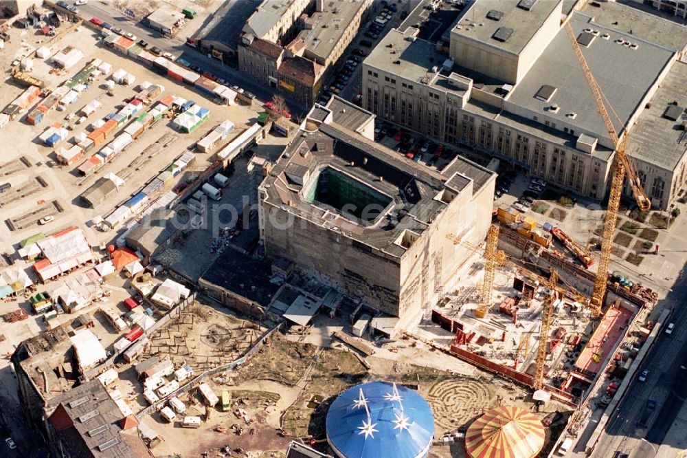 Aerial image Berlin - Construction site to build a new office and commercial building on street Friedrichstrasse in the district Mitte in Berlin, Germany