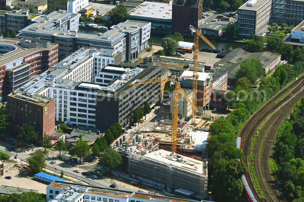 Aerial image Hamburg - Construction site to build a new office and commercial building Borx in Hamburg in Germany