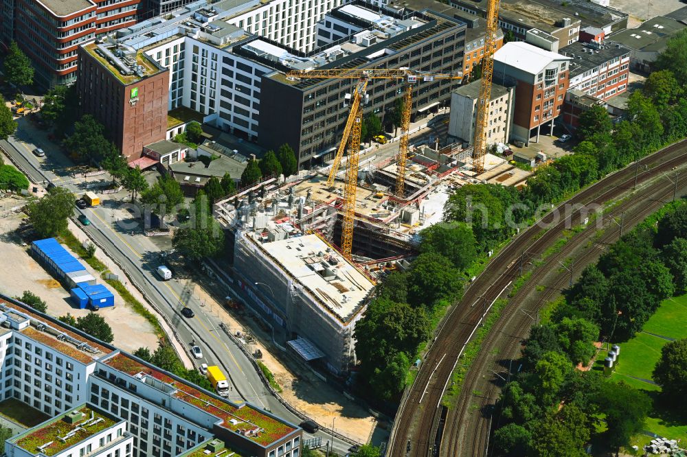 Hamburg from above - Construction site to build a new office and commercial building Borx in Hamburg in Germany