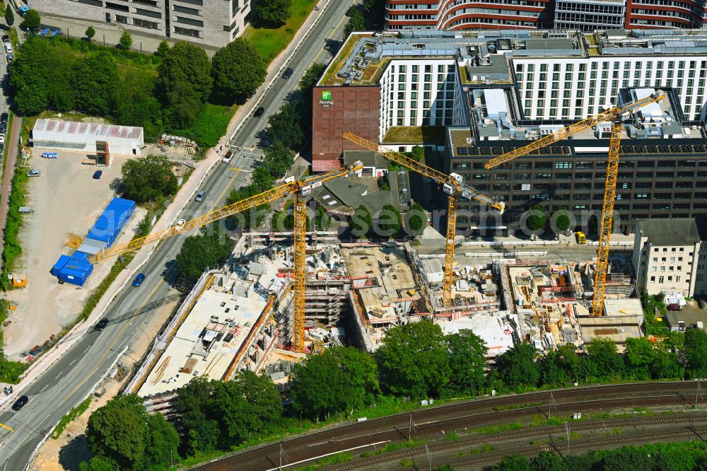 Aerial image Hamburg - Construction site to build a new office and commercial building Borx in Hamburg in Germany