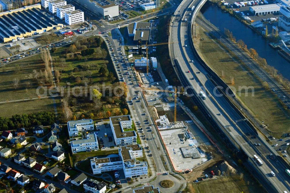 Berlin from the bird's eye view: Construction site to build a new office and commercial building Brain Box Berlin in Berli-Adlershof, Germany