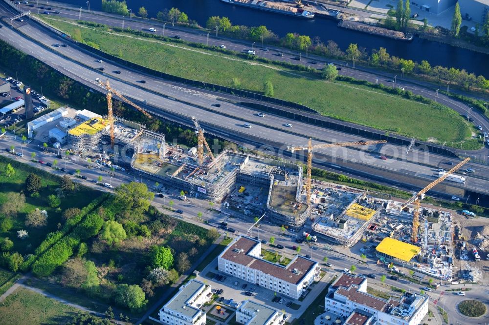 Aerial photograph Berlin - Construction site to build a new office and commercial building Brain Box Berlin in Berli-Adlershof, Germany