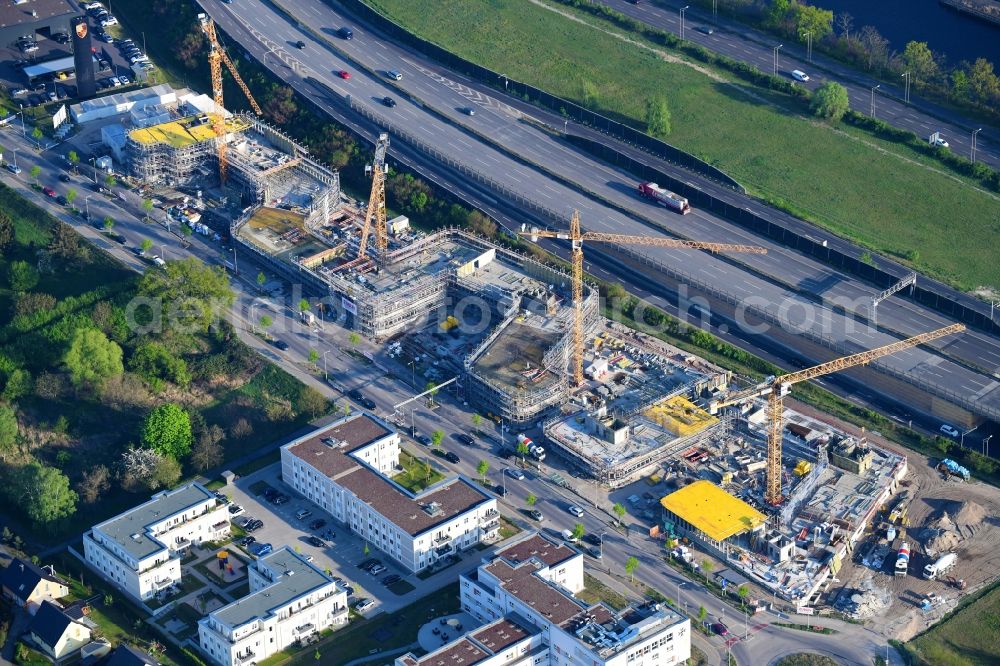 Berlin from above - Construction site to build a new office and commercial building Brain Box Berlin in Berli-Adlershof, Germany