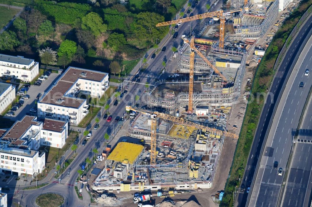 Aerial image Berlin - Construction site to build a new office and commercial building Brain Box Berlin in Berli-Adlershof, Germany