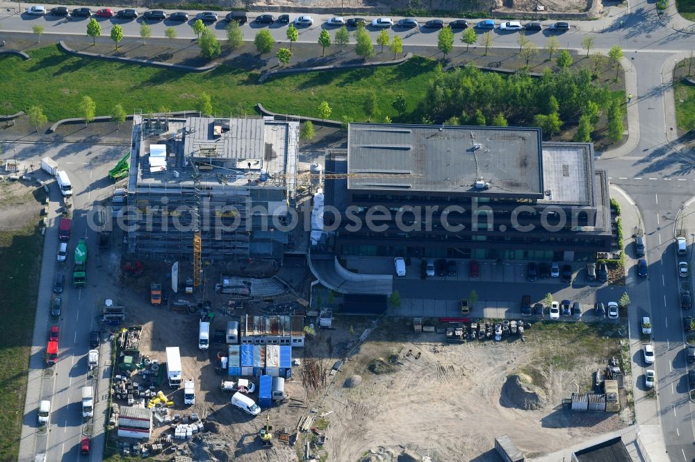 Bremen from above - Construction site to build a new office and commercial building in Bremen, Germany