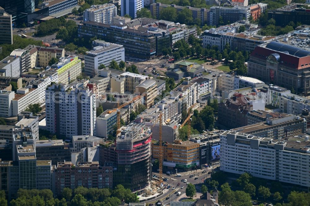 Aerial image Berlin - Construction site to build a new office and commercial building on Budapester Strasse corner Kurfuerstenstrasse in the district Tiergarten in Berlin, Germany