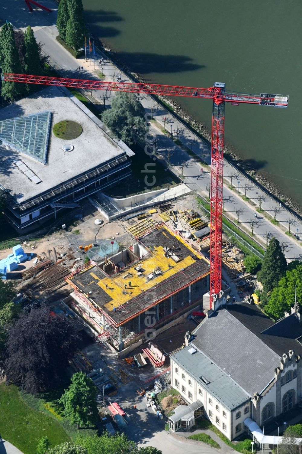 Aerial image Bonn - Construction site to build a new office and commercial building UN-Campus Bonn in Bonn in the state North Rhine-Westphalia, Germany