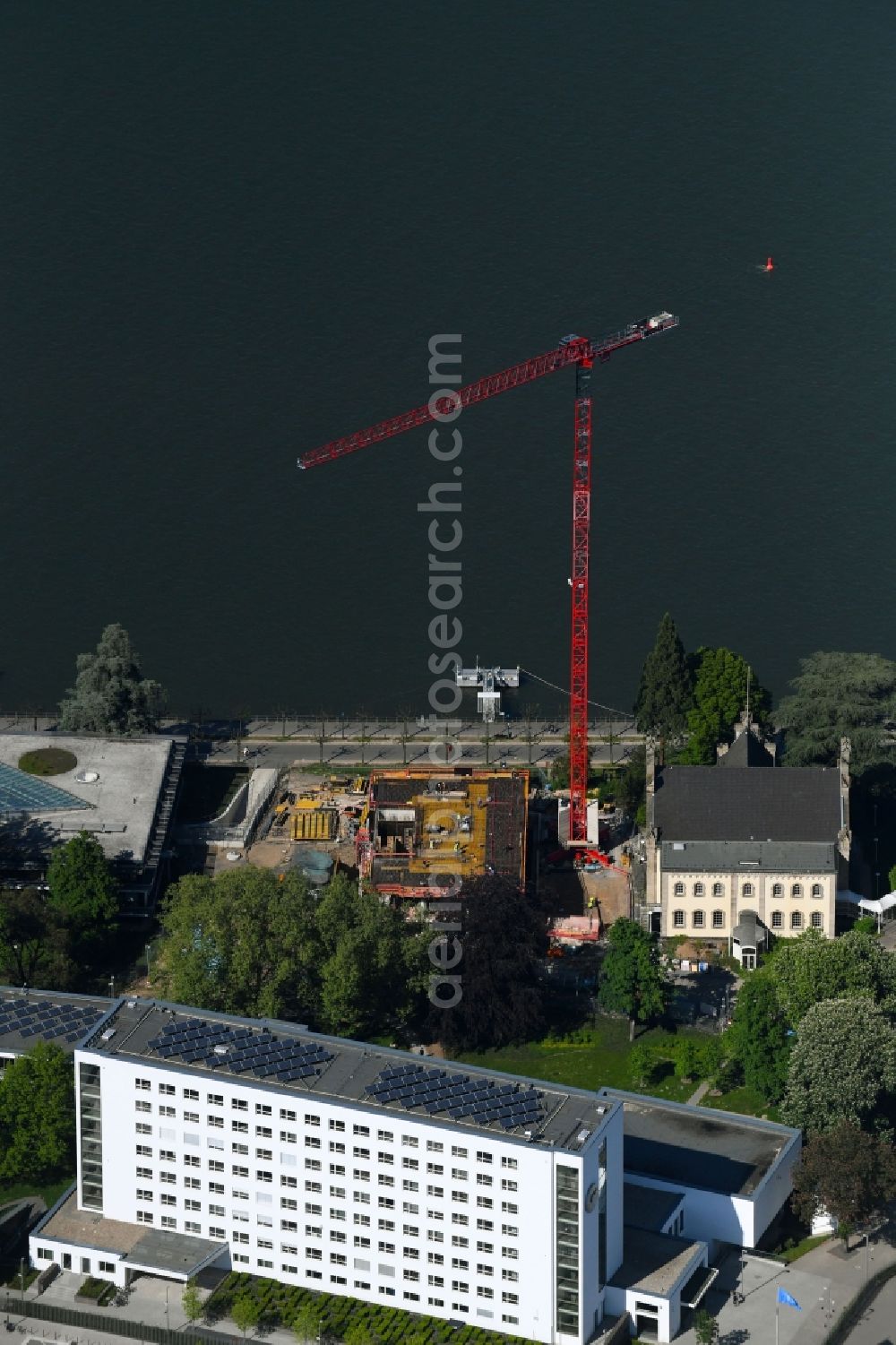 Bonn from the bird's eye view: Construction site to build a new office and commercial building UN-Campus Bonn in Bonn in the state North Rhine-Westphalia, Germany