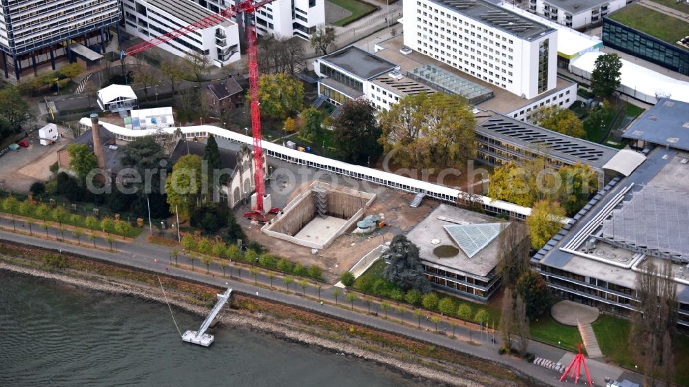 Bonn from the bird's eye view: Construction site to build a new office and commercial building UN-Campus Bonn in Bonn in the state North Rhine-Westphalia, Germany