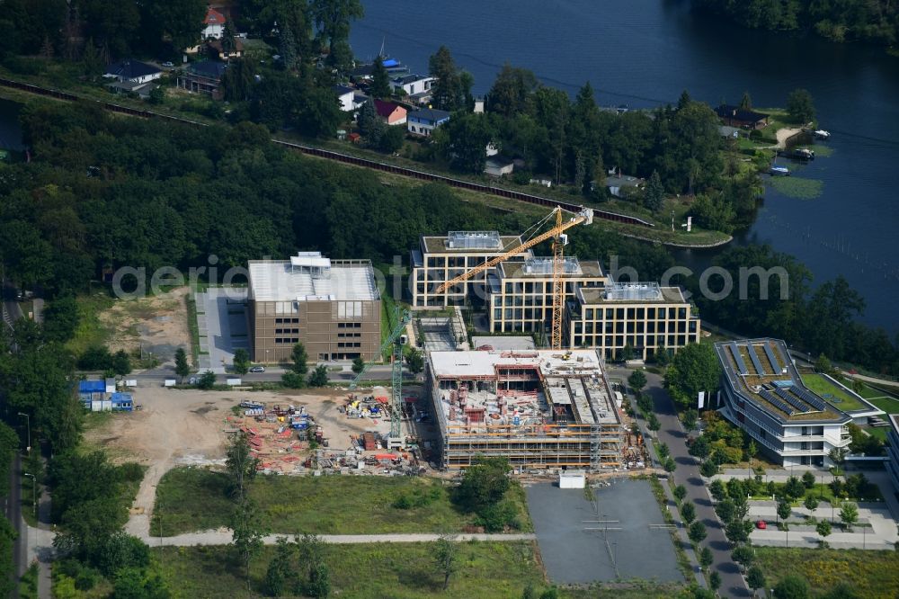 Potsdam from above - Construction site to build a new office and commercial building Cube3 | THINK CAMPUS of Jungfernsee Baumanagement GmbH in Potsdam in the state Brandenburg, Germany