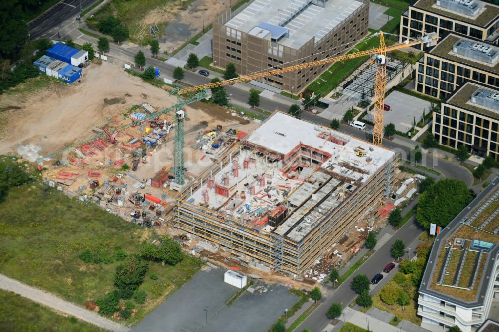 Potsdam from above - Construction site to build a new office and commercial building Cube3 | THINK CAMPUS of Jungfernsee Baumanagement GmbH in Potsdam in the state Brandenburg, Germany