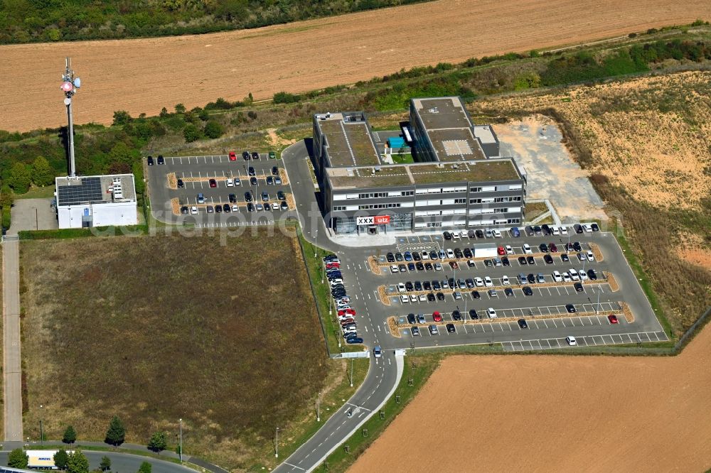 Würzburg from above - Construction site to build a new office and commercial building on Delpstrasse in the district Heuchelhof in Wuerzburg in the state Bavaria, Germany