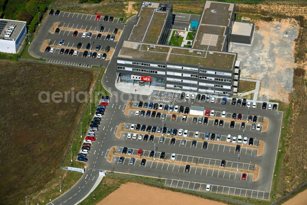 Aerial photograph Würzburg - Construction site to build a new office and commercial building on Delpstrasse in the district Heuchelhof in Wuerzburg in the state Bavaria, Germany