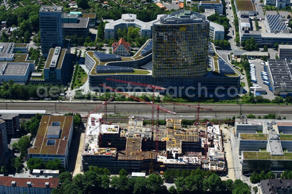 Aerial image München - Construction site to build a new office and commercial building of TUeV SUeD AG on Ridlerstrasse in the district Schwanthalerhoehe in Munich in the state Bavaria, Germany