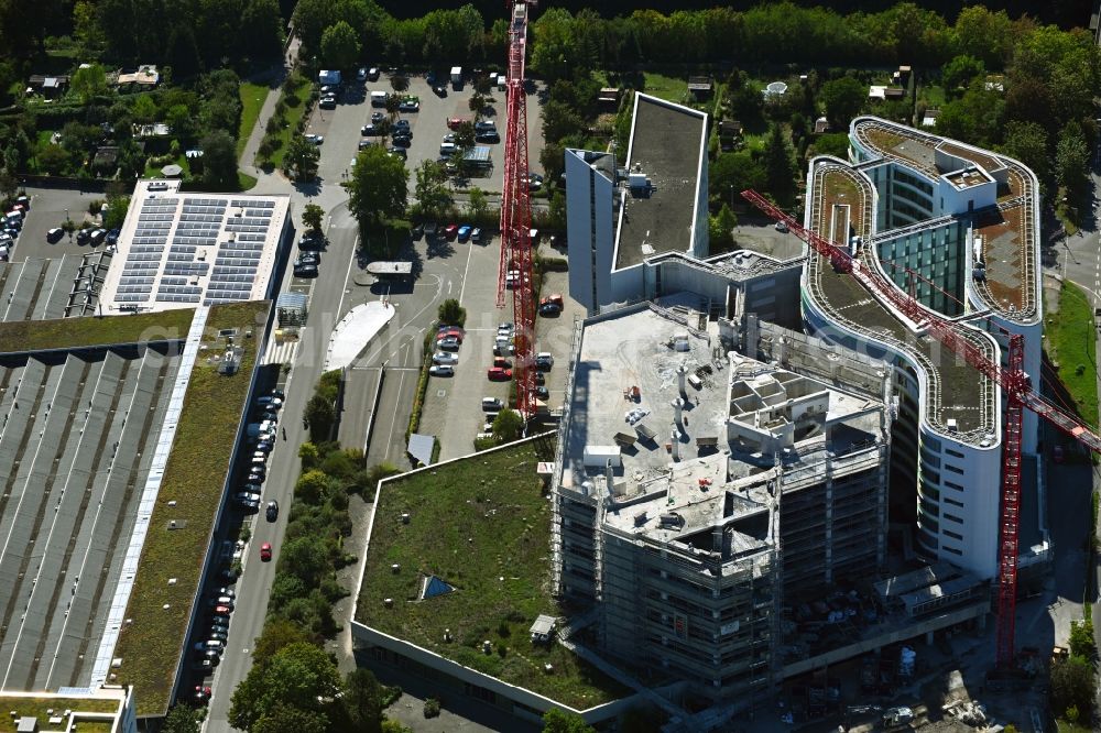 Stuttgart from above - Construction site to build a new office and commercial building Deutsche Rentenversicherung Baden-Wuerttemberg on Adalbert-Stifter-Strasse in the district Freiberg in Stuttgart in the state Baden-Wuerttemberg, Germany