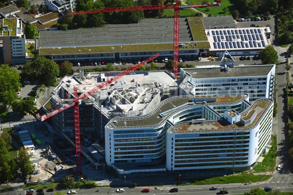 Aerial photograph Stuttgart - Construction site to build a new office and commercial building Deutsche Rentenversicherung Baden-Wuerttemberg on Adalbert-Stifter-Strasse in the district Freiberg in Stuttgart in the state Baden-Wuerttemberg, Germany