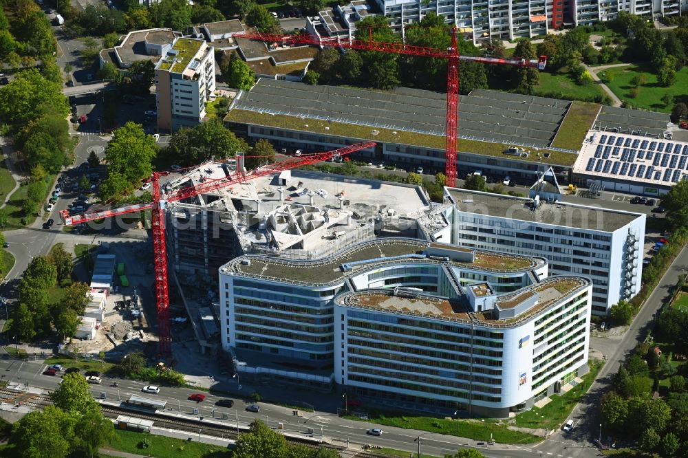 Stuttgart from above - Construction site to build a new office and commercial building Deutsche Rentenversicherung Baden-Wuerttemberg on Adalbert-Stifter-Strasse in the district Freiberg in Stuttgart in the state Baden-Wuerttemberg, Germany