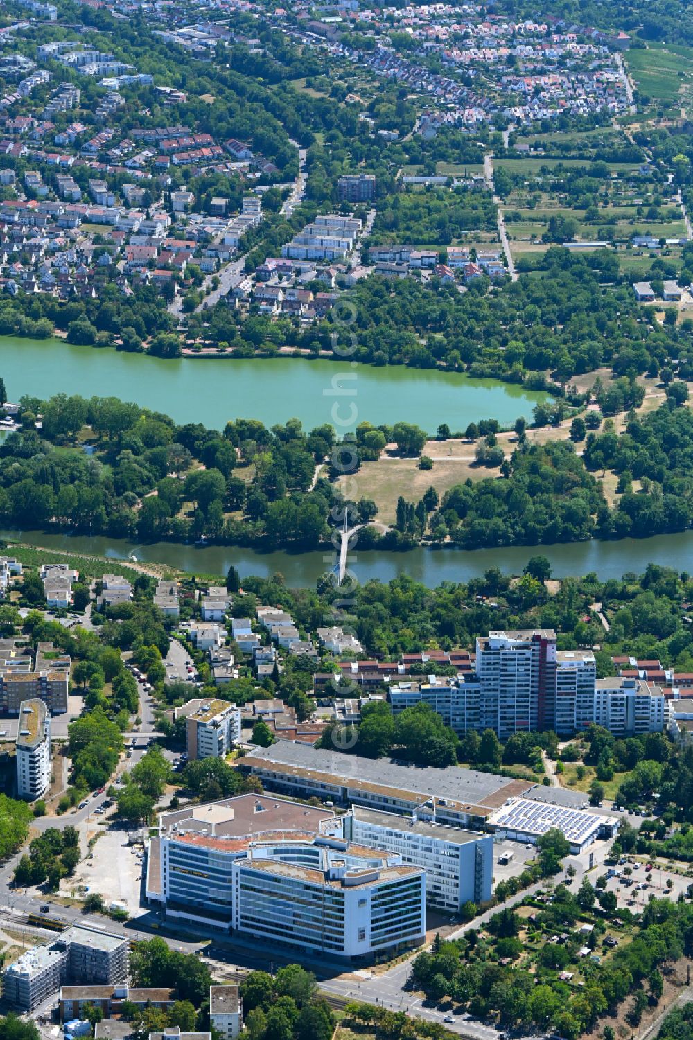 Aerial photograph Stuttgart - Construction site to build a new office and commercial building Deutsche Rentenversicherung Baden-Wuerttemberg on Adalbert-Stifter-Strasse in the district Freiberg in Stuttgart in the state Baden-Wuerttemberg, Germany