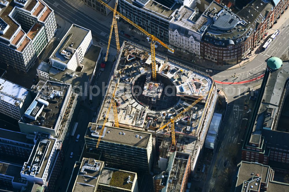 Aerial image Hamburg - Construction site to build a new office and commercial building Dammtorstrasse - corner of Valentinskamp Deutschlandhaus in Hamburg, Germany