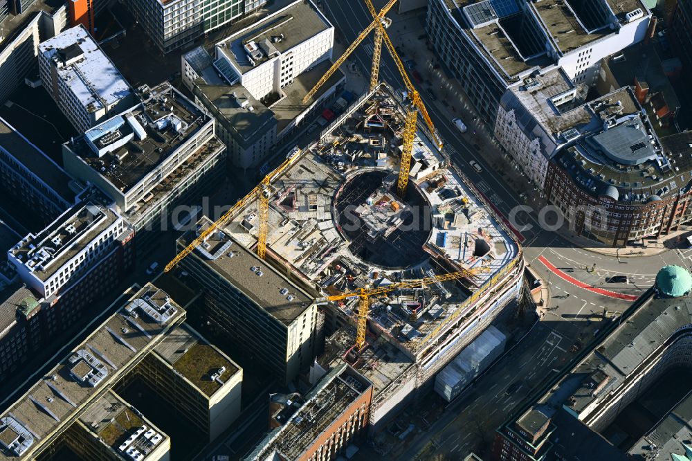 Aerial photograph Hamburg - Construction site to build a new office and commercial building Dammtorstrasse - corner of Valentinskamp Deutschlandhaus in Hamburg, Germany