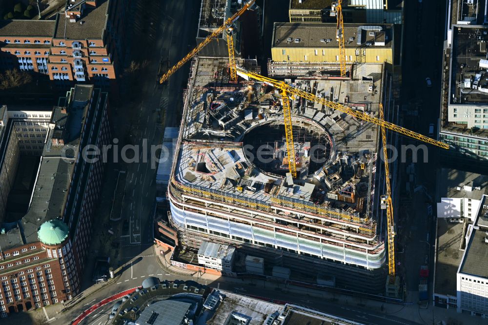 Aerial image Hamburg - Construction site to build a new office and commercial building Dammtorstrasse - corner of Valentinskamp Deutschlandhaus in Hamburg, Germany