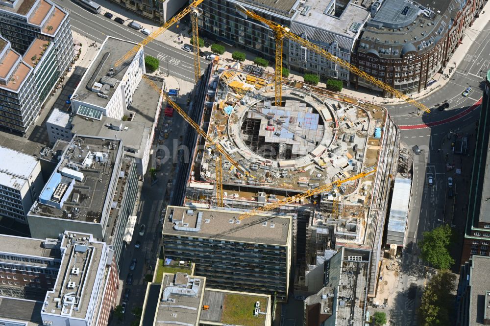 Aerial image Hamburg - Construction site to build a new office and commercial building Dammtorstrasse - corner of Valentinskamp Deutschlandhaus in Hamburg, Germany