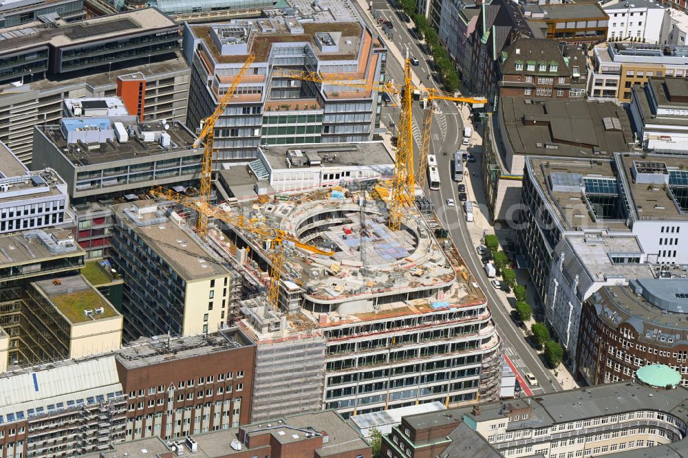 Aerial image Hamburg - Construction site to build a new office and commercial building Dammtorstrasse - corner of Valentinskamp Deutschlandhaus in Hamburg, Germany