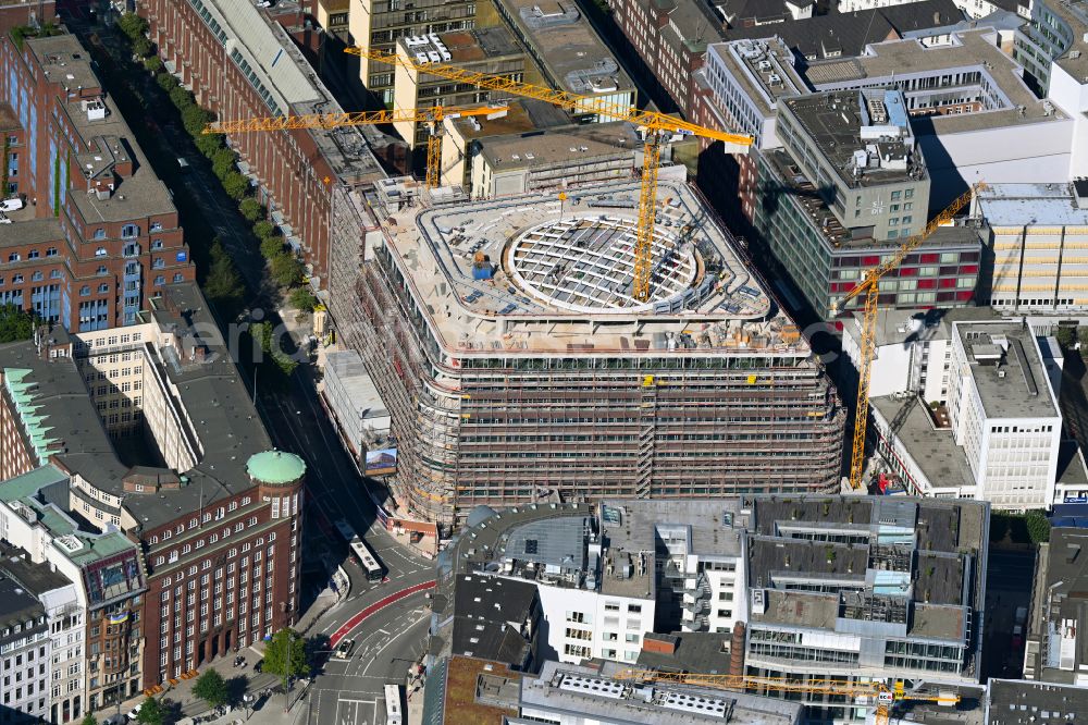 Aerial image Hamburg - Construction site to build a new office and commercial building Dammtorstrasse - corner of Valentinskamp Deutschlandhaus in Hamburg, Germany