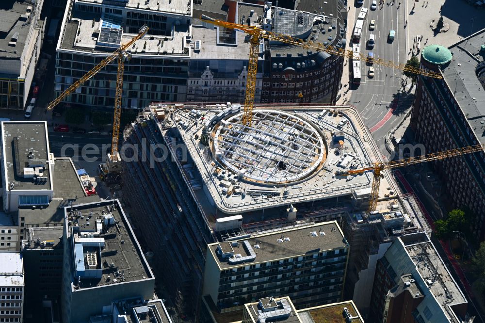 Hamburg from above - Construction site to build a new office and commercial building Dammtorstrasse - corner of Valentinskamp Deutschlandhaus in Hamburg, Germany