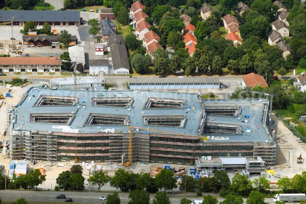 Karlsruhe from above - Construction site to build a new office and commercial building of dm-drogerie markt GmbH + Co. KG on Alte Karlsruher Strasse in Karlsruhe in the state Baden-Wurttemberg, Germany