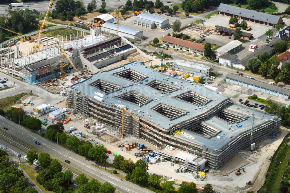 Karlsruhe from the bird's eye view: Construction site to build a new office and commercial building of dm-drogerie markt GmbH + Co. KG on Alte Karlsruher Strasse in Karlsruhe in the state Baden-Wurttemberg, Germany