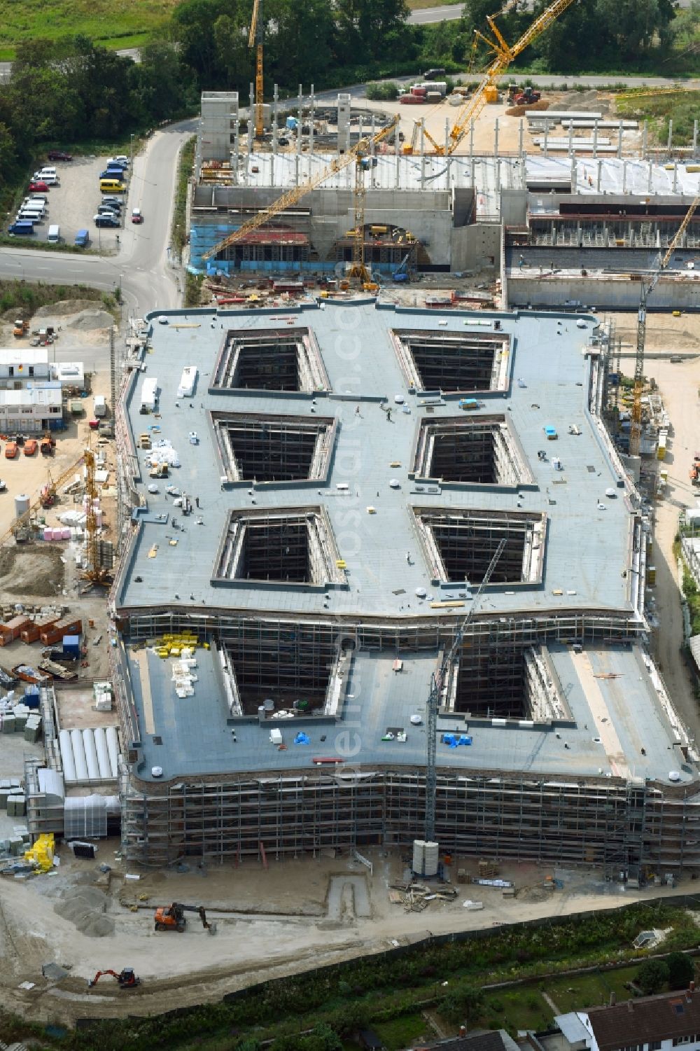 Aerial image Karlsruhe - Construction site to build a new office and commercial building of dm-drogerie markt GmbH + Co. KG on Alte Karlsruher Strasse in Karlsruhe in the state Baden-Wurttemberg, Germany