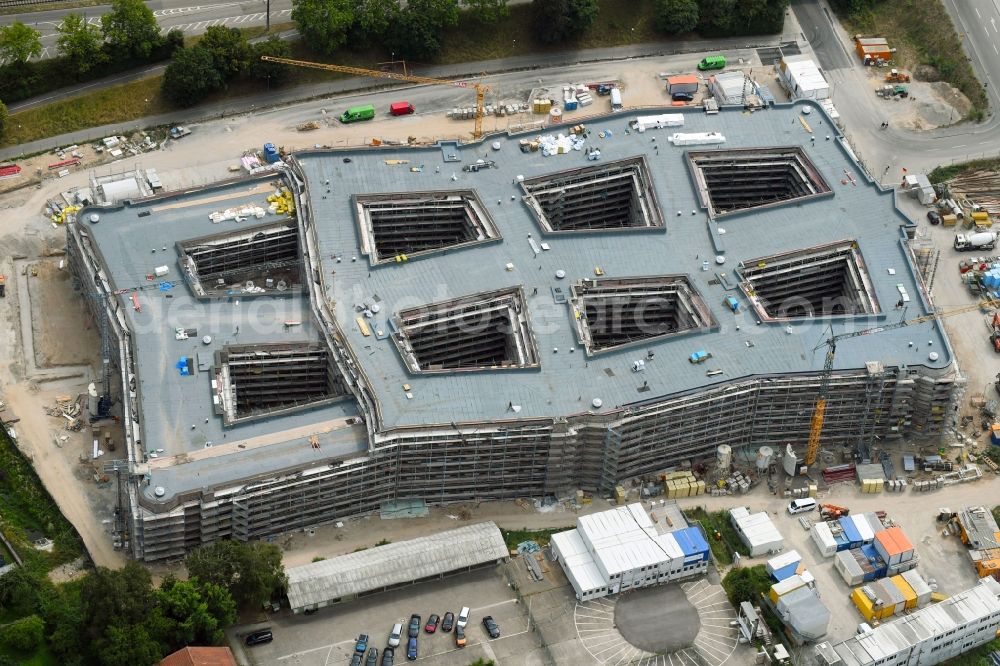 Aerial photograph Karlsruhe - Construction site to build a new office and commercial building of dm-drogerie markt GmbH + Co. KG on Alte Karlsruher Strasse in Karlsruhe in the state Baden-Wurttemberg, Germany