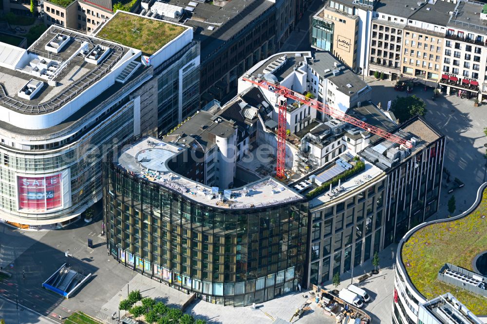 Aerial image Düsseldorf - Construction site to build a new office and commercial building on street Schadowstrasse in Duesseldorf at Ruhrgebiet in the state North Rhine-Westphalia, Germany