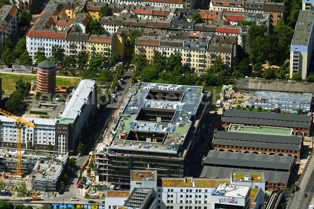 Aerial image Berlin - Construction site to build a new office and commercial building DSTRCT.Berlin on Landsberger Allee, Otto-Ostrowski-Strasse and Hermann-Blankenstein-Strasse in the district Prenzlauer Berg in Berlin, Germany