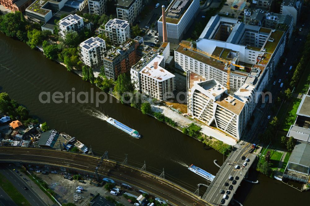 Berlin from above - Construction site to build a new office and commercial building Elements between Spreeufer and Michaelkirchstrasse in the district Mitte in Berlin, Germany