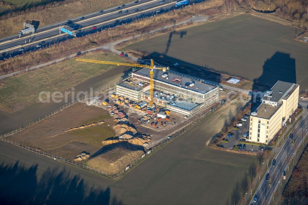 Dortmund from above - Construction site to build a new office and commercial building Ernst-Abbe-Strasse - Brennaborstrasse in the district Luetgendortmund in Dortmund in the state North Rhine-Westphalia, Germany