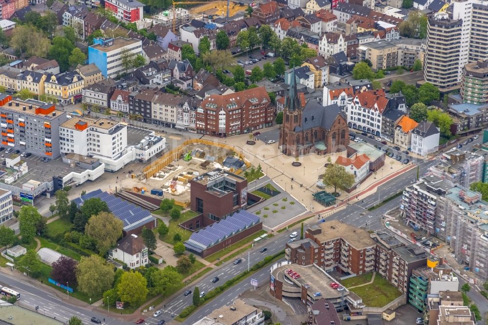 Herne from the bird's eye view: Construction site for the new construction of an office and commercial building Europagarten at the City Center at Europaplatz in Herne at Ruhrgebiet in the state North Rhine-Westphalia, Germany