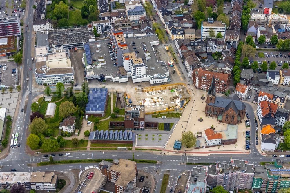 Aerial photograph Herne - Construction site for the new construction of an office and commercial building Europagarten at the City Center at Europaplatz in Herne at Ruhrgebiet in the state North Rhine-Westphalia, Germany