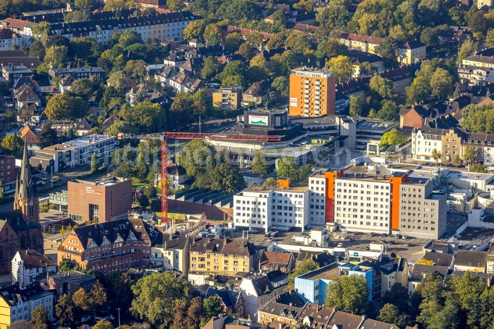 Aerial photograph Herne - Construction site for the new construction of an office and commercial building Europagarten at the City Center at Europaplatz in Herne at Ruhrgebiet in the state North Rhine-Westphalia, Germany