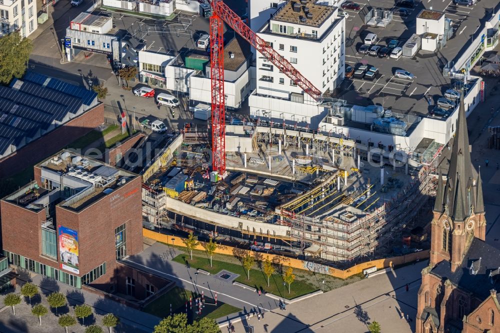 Aerial photograph Herne - Construction site for the new construction of an office and commercial building Europagarten at the City Center at Europaplatz in Herne at Ruhrgebiet in the state North Rhine-Westphalia, Germany