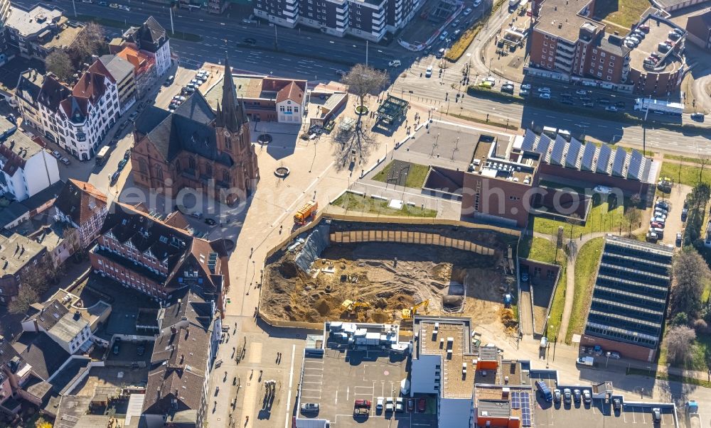 Aerial photograph Herne - Construction site for the new construction of an office and commercial building Europagarten at Europaplatz in Herne at Ruhrgebiet in the state North Rhine-Westphalia, Germany