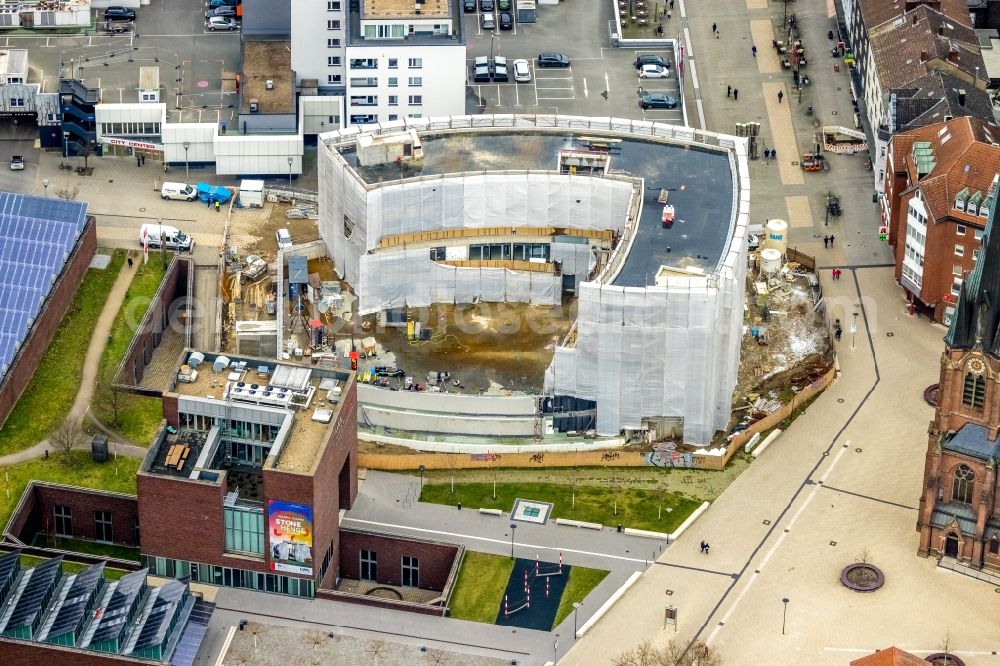 Aerial photograph Herne - Construction site for the new construction of an office and commercial building Europagarten at Europaplatz in Herne in the state North Rhine-Westphalia, Germany