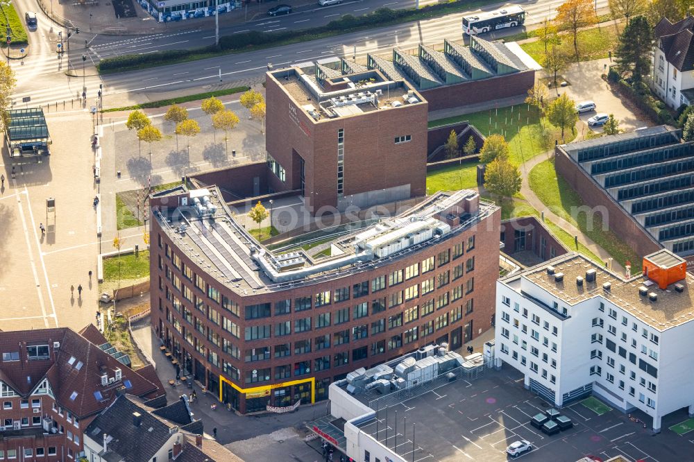 Aerial photograph Herne - Construction site for the new construction of an office and commercial building Europagarten at Europaplatz in Herne in the state North Rhine-Westphalia, Germany