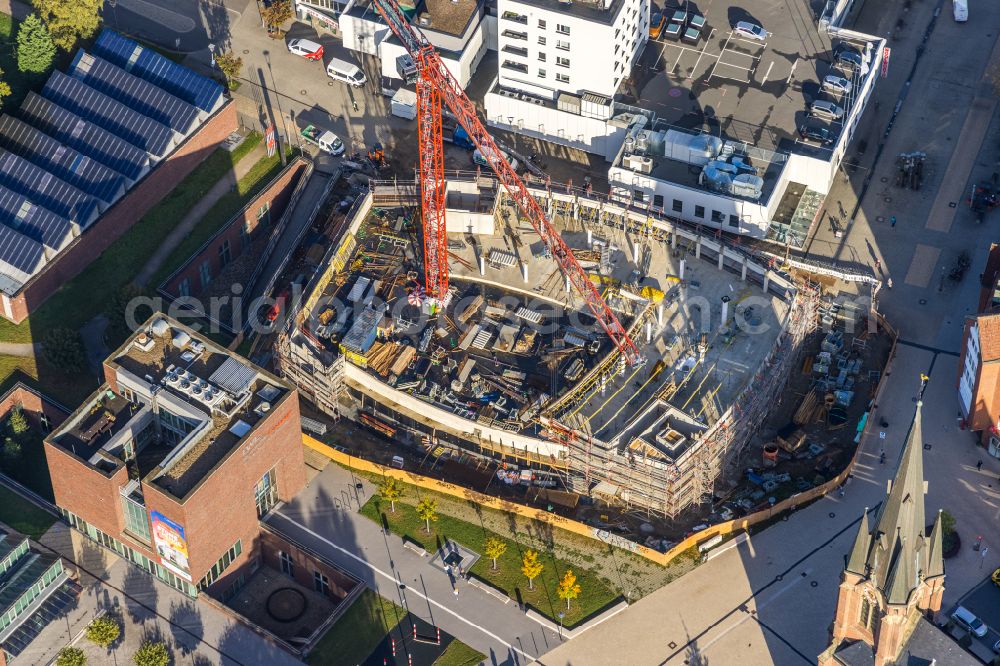 Aerial photograph Herne - Construction site for the new construction of an office and commercial building Europagarten at Europaplatz in Herne at Ruhrgebiet in the state North Rhine-Westphalia, Germany