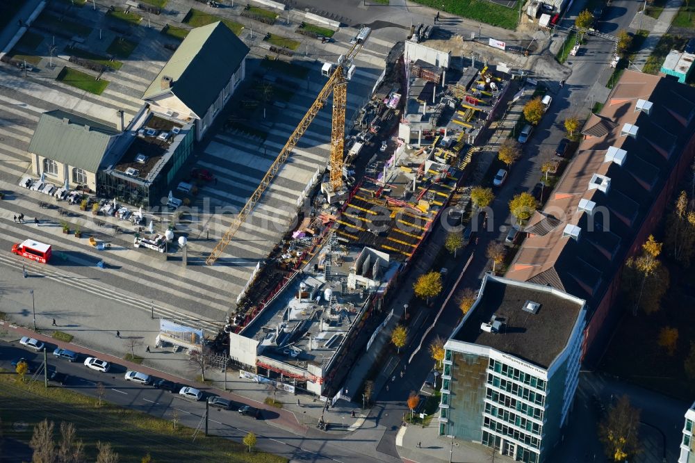 Aerial photograph Berlin - Construction site to build a new office and commercial building Am Forum and Ecowiss on Erich-Thilo-Strasse corner Rudower Chaussee in Berlin, Germany